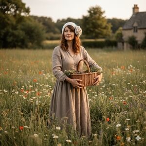 Handmade Off-White Crochet Beanie with 3D Rose, Cottagecore Winter Hat Unique